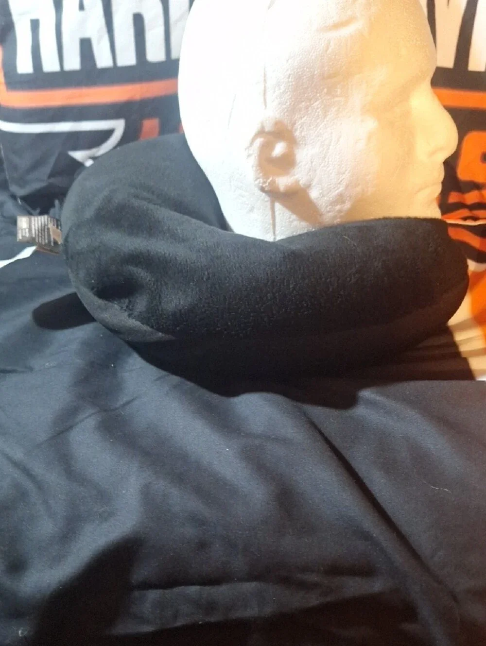 Harley-Davidson Black Neck Pillow with Orange Flame Patch
